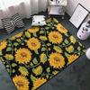 Retro Rustic Style Sunflower Print Carpet European Classic Artistic Home Decor Rug Soft Non-Slip Mat for Living Room Bedroom