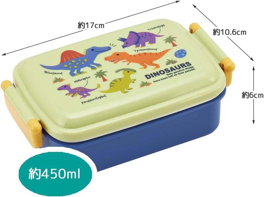 Skater Lunch with a Soft Single Made in Dinosaur Picture Dinosaur Design for Boys Children's Box, 450ml, Dome-Shaped Lid, Tier, Japan, Book,