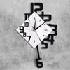 Large Digital Pendulum Wall Clock Black and White Modern Style with Irregular Display Stylish Oscillating Decorative Wall Clock