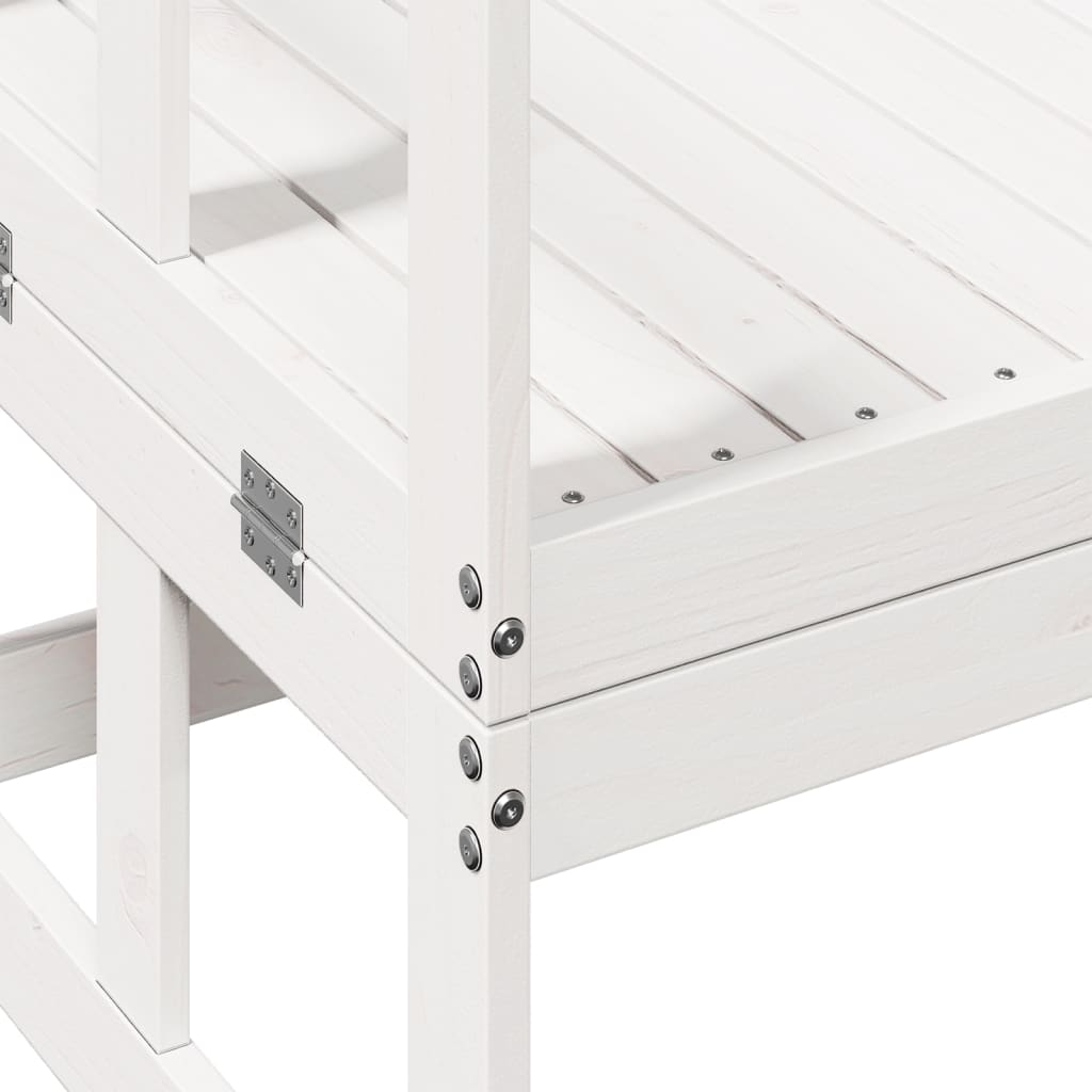 2 In 1 Extendable Garden Sofa White Solid Pine Wood