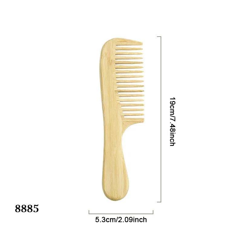 Pocket Wooden Comb Natural Nan Bamboo Super Wide Tooth Wood Combs Double Side Engraved Small Hair Combs