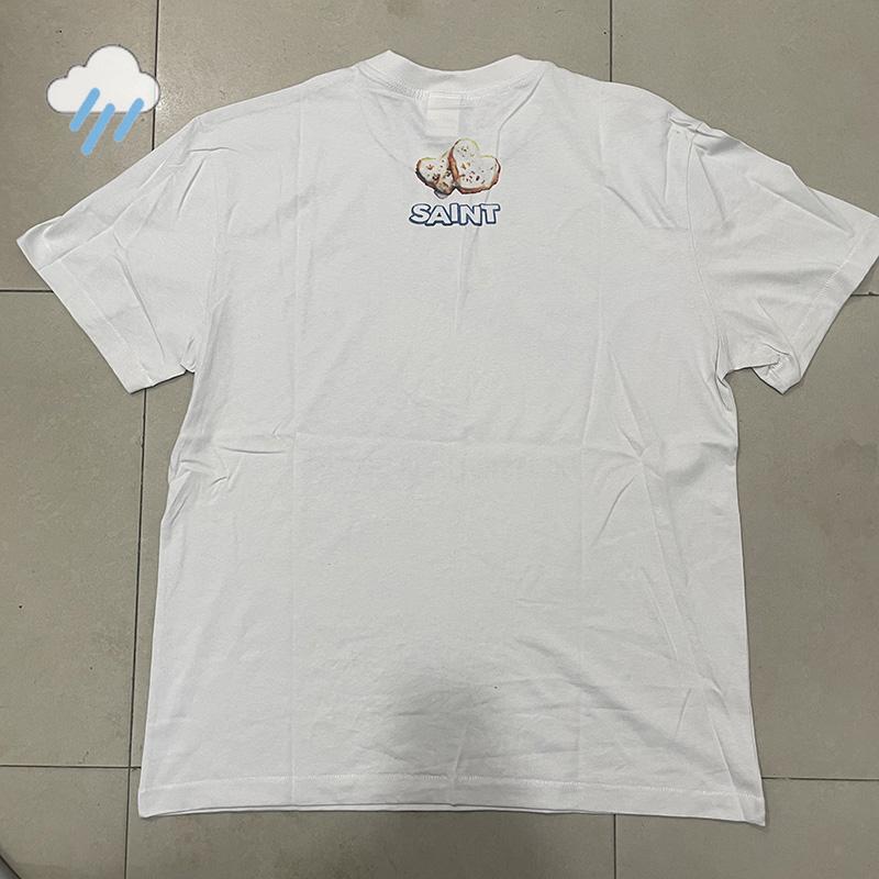 26ss Best Quality Cotton Oversize Ceunisext White T Shirt Unisex Unisex 100 Cotton Cookie Print Saint Is Life Tshirt Short Sleeve Tee