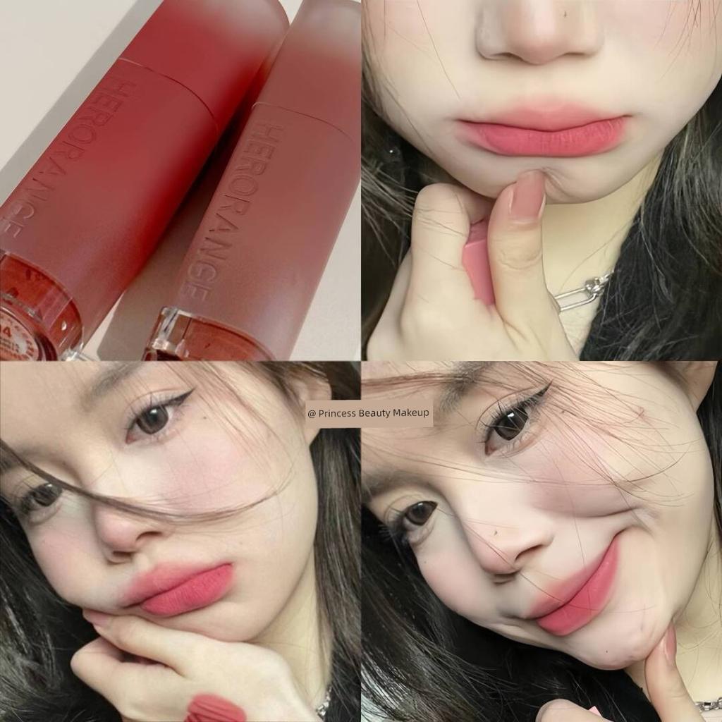 Cold Korean Girl Color! Olive Peel Show Daytime Vegetable Smoke Powder Gray Purple Salted Plum Berry Color Lip Mud Glaze Cream Lipstick
