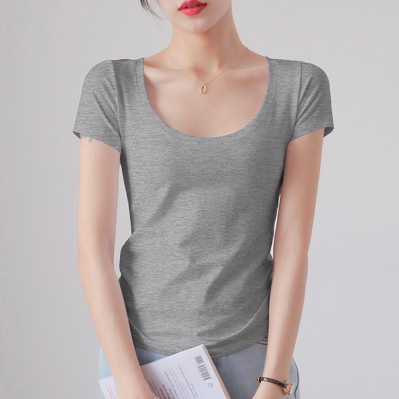 Women's Slim Fit White Round Neck Pure Cotton Short Sleeve T-Shirt - Summer 2025