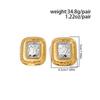 Salircon Exaggerated Vintage Stainless Steel Square Big Stud Earrings Women Creative Geometric 18K Gold Plated Earrings Jewelry