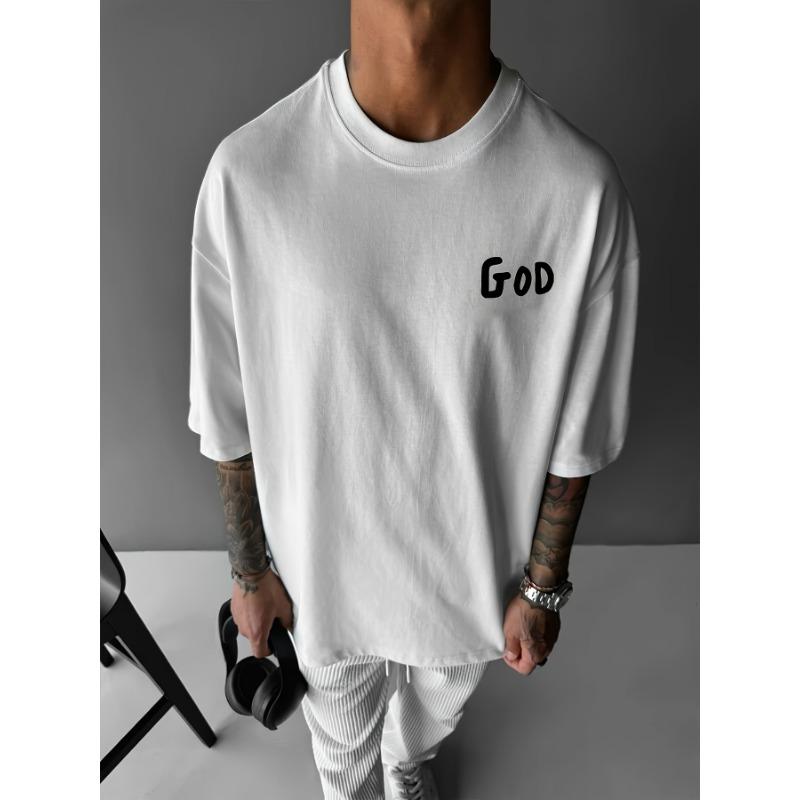 European Size Men'S Casual Round Neck Short Sleeve Knitted Fabric Alphabet Print T-Shirt