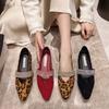 Aphixta Luxury Crystal Straps Slip On Flats Leopard Print Flat With Shoe Shallow Casual Women Loafers Pointed Toe Shoes