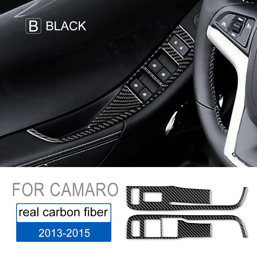 Carbon Fiber for Chevrolet Camaro 2013 2014 2015 Accessories Interior Trim Door Window Lifter Control Switch Panel Cover Sticker