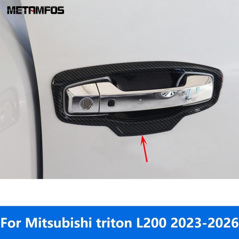 Outer Door Handle Bowl Cover Trim For Mitsubishi triton L200 -2025 2026 Carbon Fiber Protection Cap Accessories Car Styling