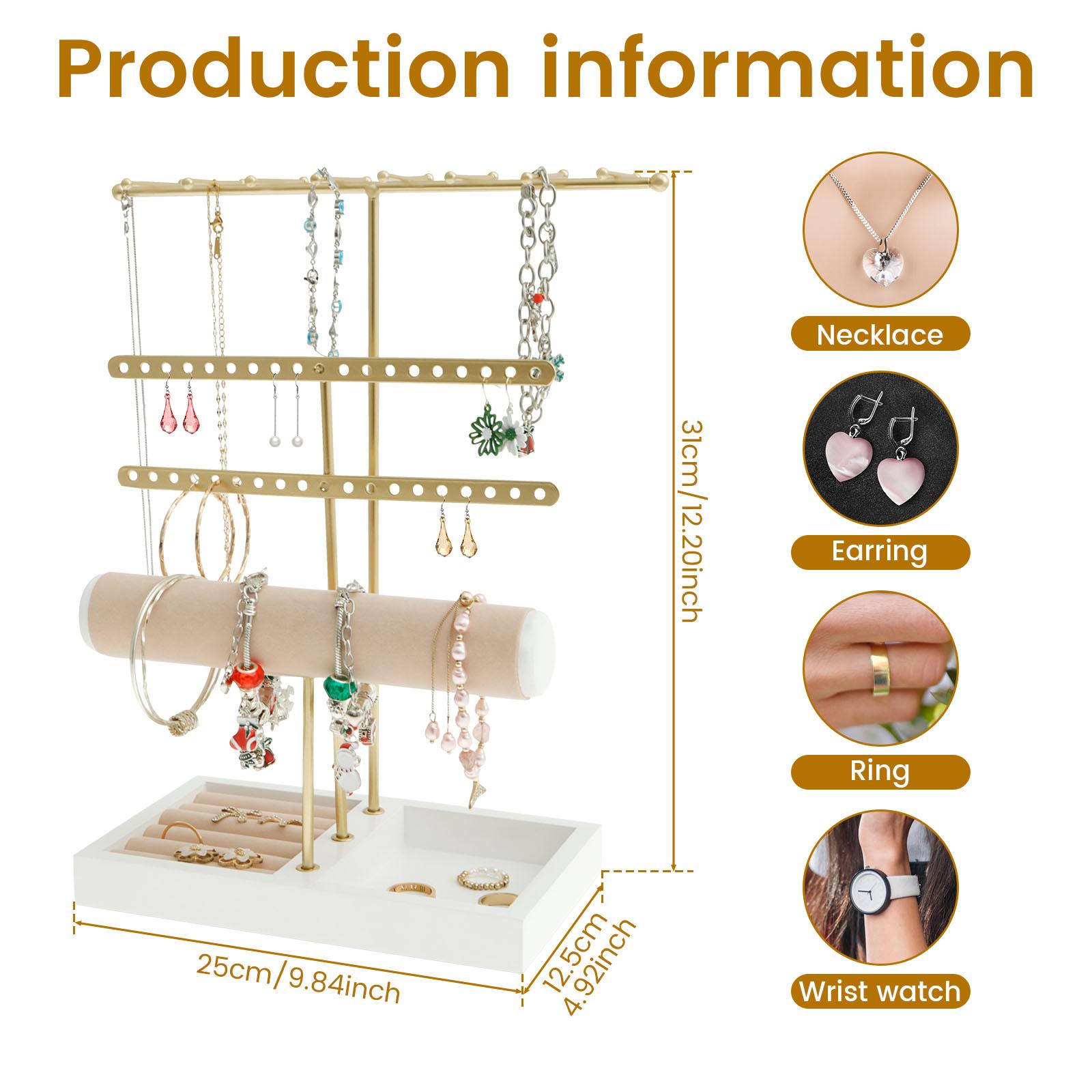Органайзер для украшений 4 яруса Подставка для демонстрации украшений Практичная подставка для украшений Большая вместимость Органайзер для подставки для украшений для дома