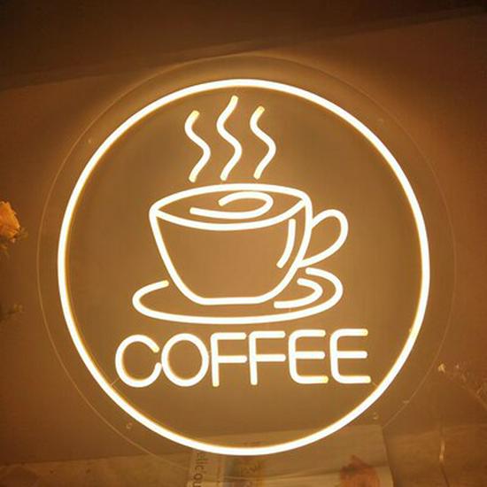 Creative Coffee Neon LED Lamp - Luminous Teacup Sign for Bar and Cafe Decor