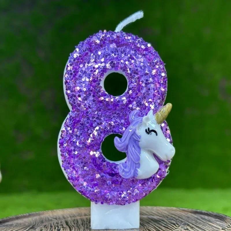 Unicorn Candle 0-9 Creative Number Birthday Candle Cake Party Decoration One Year DIY Cake Decoration Anniversary Celebration