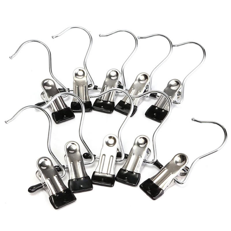 10X Laundry Metal Hook Clothes Pin Boot Boes Hangers Useful Clip Portable  K7T3