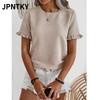 JPNTKY Women's Fashion Casual Short Sleeve O-Neck Blouses & Shirts