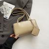 Ladies' Brown Handbag PU Leather Vintage Textured Small Bag Women Versatile One Shoulder Underarm Bag Korean Fashion Handbag