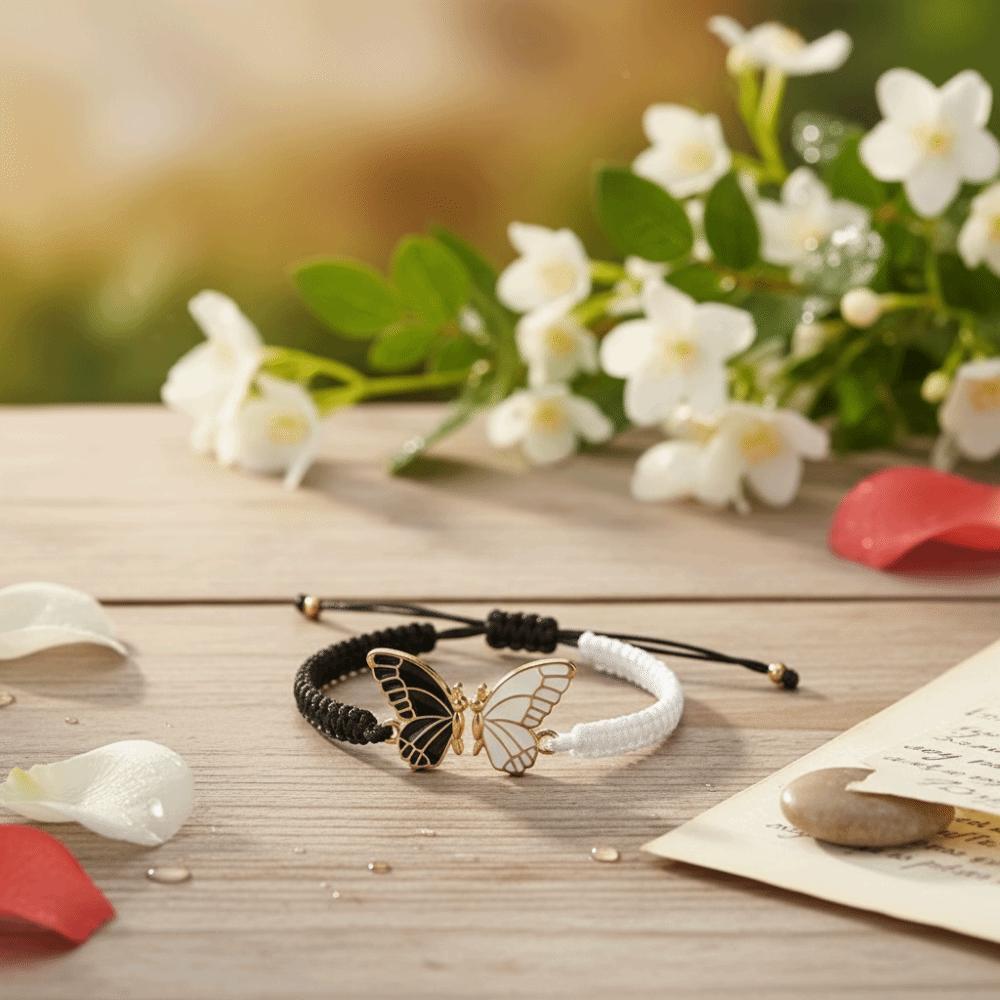 2Pcs Splicing Design Magnetic Butterfly Bracelet Rope Woven Friendship Bracelet  Gifts