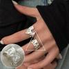 Korean Retro Geometric 925 Silver Plated Open Ring for Women