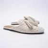 Fashion 2025 Autumn Women's Slippers Winter Fringe Modern Slippers Square Head Flats Lazy Muller Sandals Tassel Shoes Woman Slides