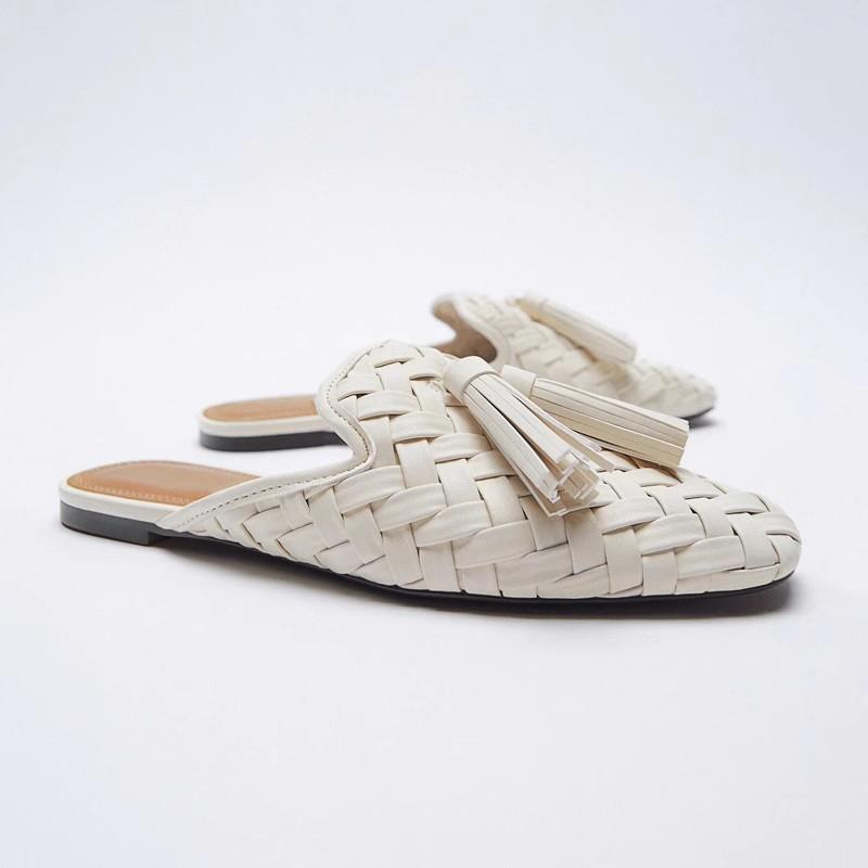 Fashion 2025 Autumn Women's Slippers Winter Fringe Modern Slippers Square Head Flats Lazy Muller Sandals Tassel Shoes Woman Slides