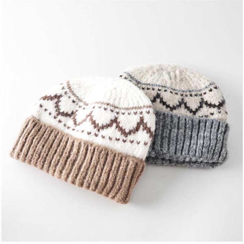 Unisex Retro Jacquardstickad Mössa Varmt Öronskydd Höst Vinter