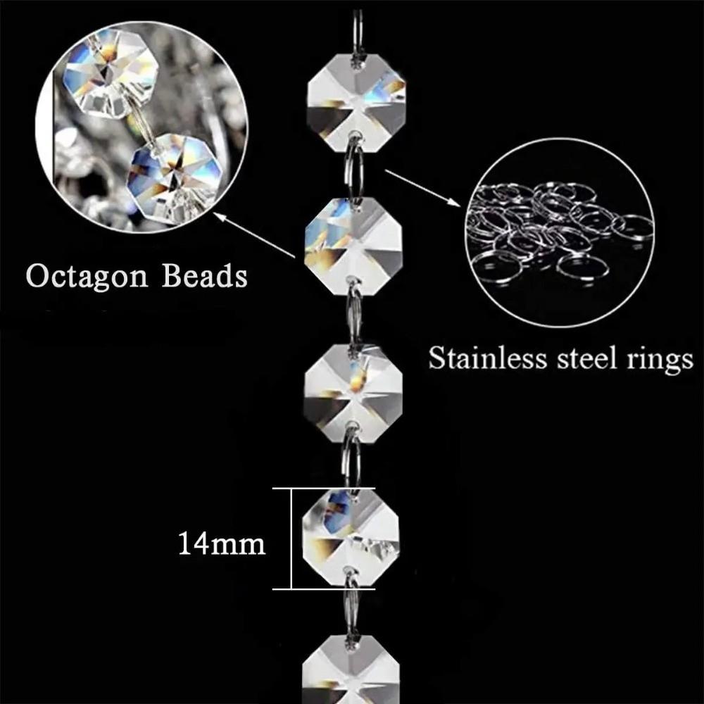 DIY 5Meters Octagonal Bead Curtain Acrylic Crystal Gems Bead Strands Hanging Clear Diamond Chain Party Decorations