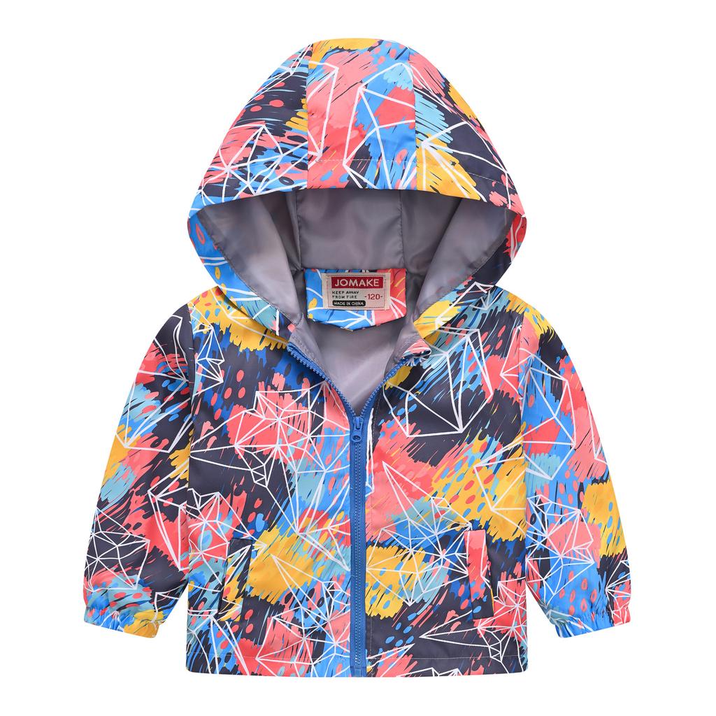 Middle and Large Children Boys and Girls Multi-color Printing Hooded Jacket Light Models of Fashion Jacket Children's Clothing