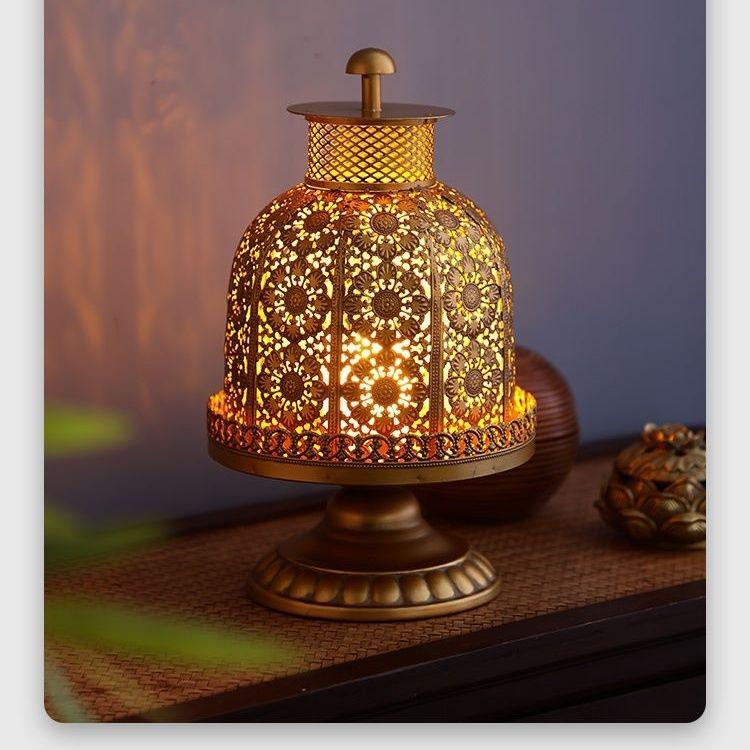 Vintage südostasiatischer Eisenleuchter Laterne für Esstisch und thailändische Spa-Dekoration