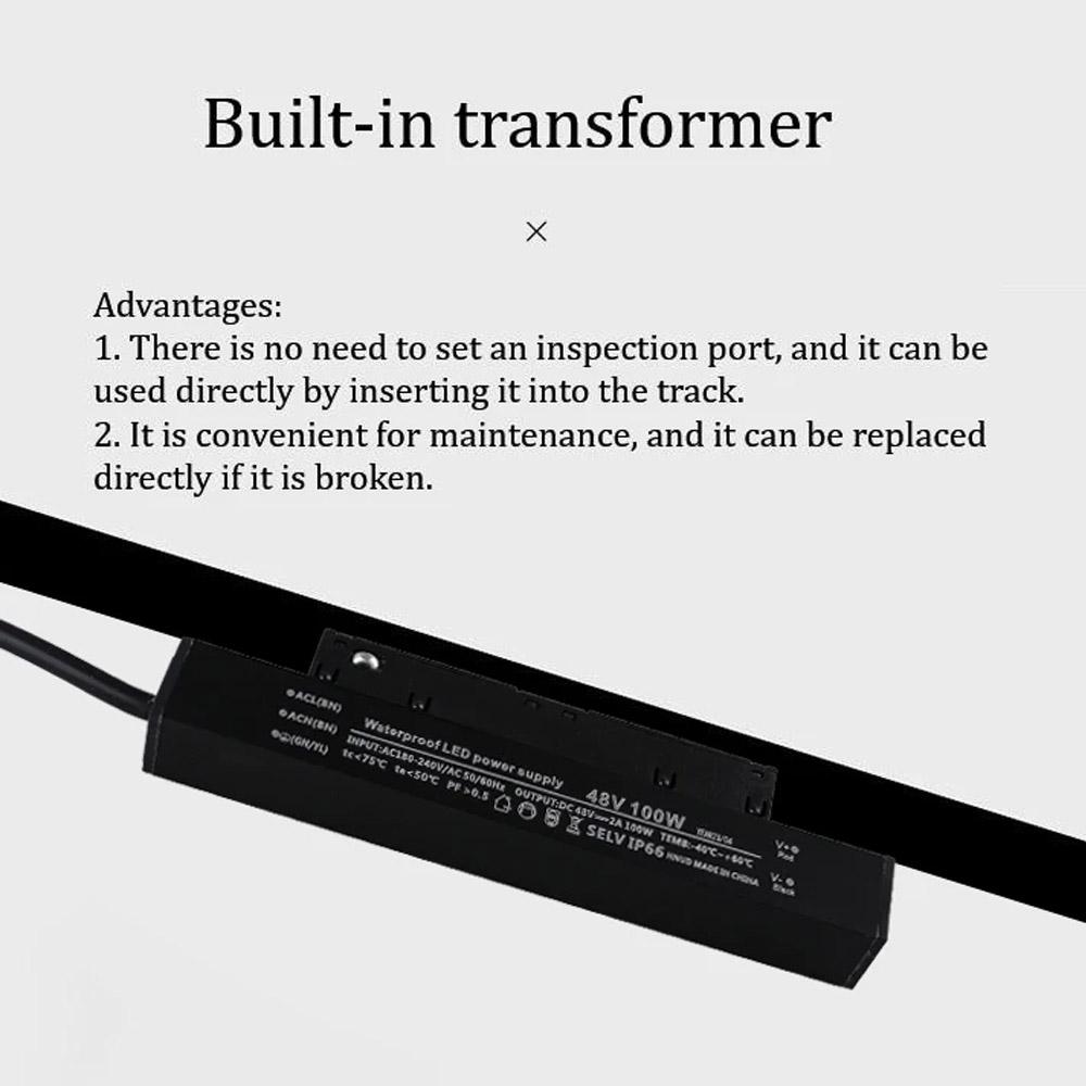 Black Single Output Power Supply Transformer Magnetic Superior AC220V To DC48V Driver 100W IP66 Lamp High 200W For Track Light