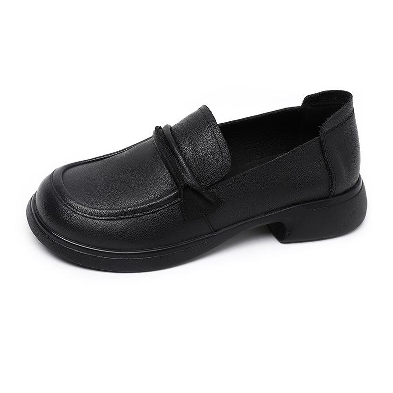 Fashion GKTINOO British Style Women Loafers Genuine Cow Leather Shoes 2025 Autumn Soft Sole Platform Non-slip Thick with Low Heel Shoes
