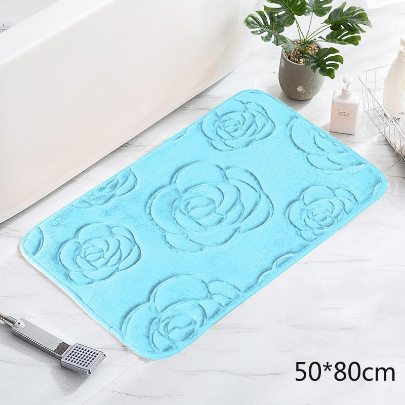 Tappetino da bagno con rose in rilievo Tappetino da bagno antiscivolo nel lavabo Vasca da bagno Tappeto da pavimento laterale Doccia Zerbino Memory Foam 3D Pad