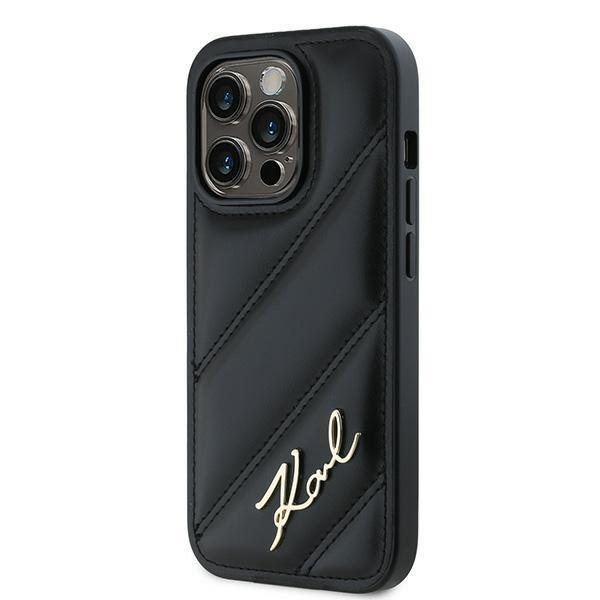Karl Lagerfeld Klhcp14Lpqdsmgk Iphone 14 Pro 6.1 Czarny/Black Hardcase Diagonal Quilted Script