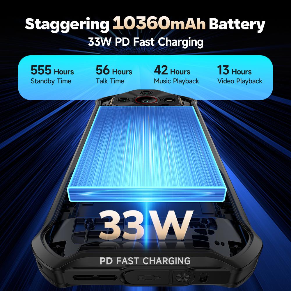 Ulefone Telefon Rugged Armor X16 4G 10360mAh Până la 12 GB RAM 128 GB ROM 120Hz 6.56" Smartphone Android 15 Cameră Nocturnă