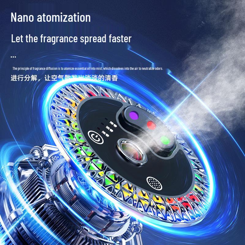 Starry Sky Automatic Car Aroma Diffuser: 3-Color Deodorizing Spray with Ambient Roof Lighting.