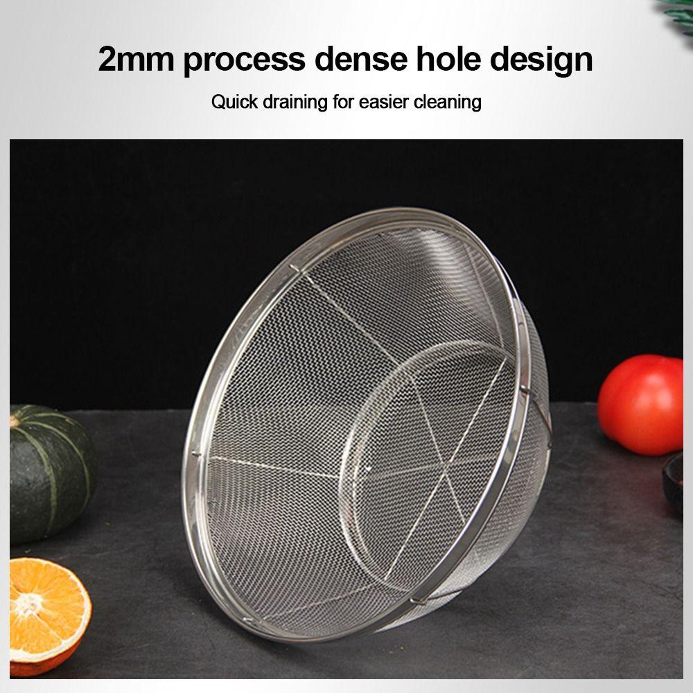 Stainless Steel Fine Mesh Strainer Self-draining Base Vegetable Fruit Washing Kitchen Colander Multi Function Draining Basket