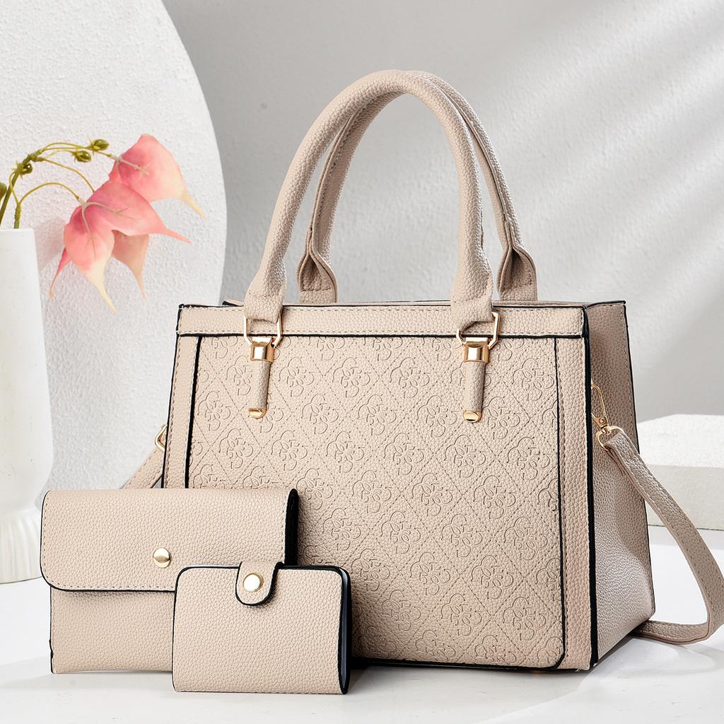 New High Appearance Level Fashion Pressure Flower Bag Three-piece Set Large Capacity Simple All-in-one Shoulder Bag Trend Bag