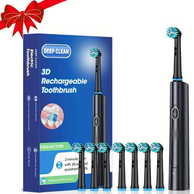 Oral Care Electric Toothbrush With 8 Interchangeable Heads, 3 Modes, Travel-Friendly, Soft And Gentle For Adults
