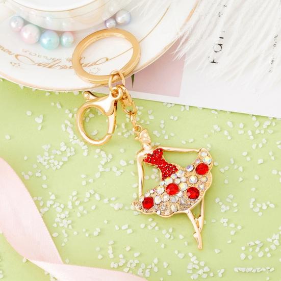 Ballerina Rhinestones Keychain Sparkling Ballet Dancer Key Ring for Women Girls Elegant Car Accessory Bag Charm Romantic Gift for Dancers Birthday