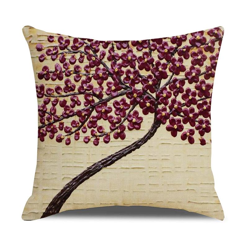 Nordic Home Furnishings Oil Painting Tree Pillow Cover Cartoon Pillow Linen Sofa Cushion Cover New Home Furnishing
