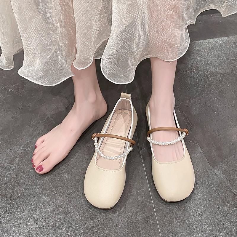 Soft Sole Round Head Flat Heel Mary Jane Single Shoes New Spring and Summer Elegant with Skirt Fashion