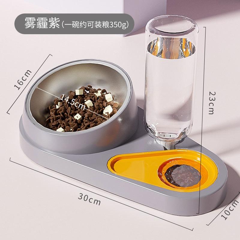 Automatic Non Overturn Stainless Steel Cat Food And Water Feeding Bowl For Pet Cats