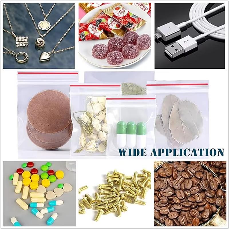 100Pcs Zip Lock Plastic Bags Reclosable Transparent Bag Vacuum Storage Bag Clear Bags Ziplock Food Storage Bags Thickness 0.08mm