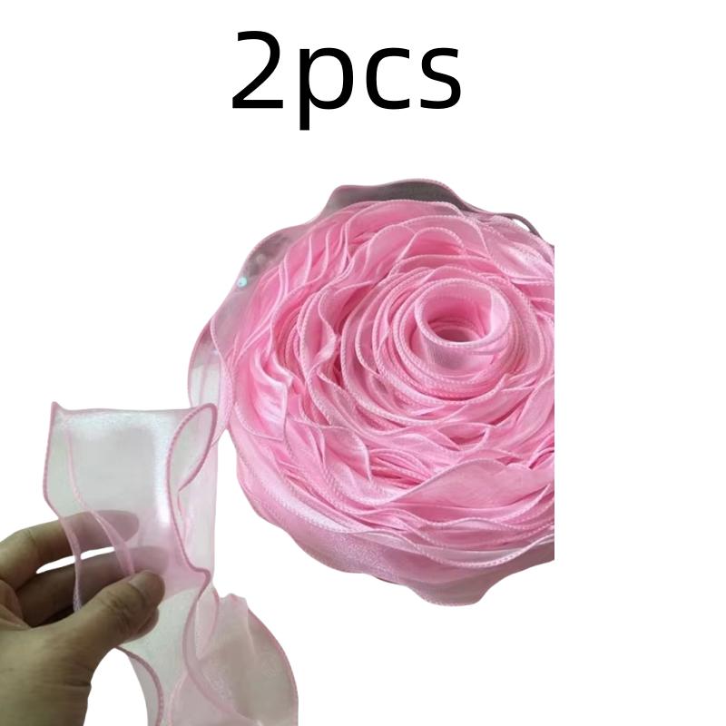5M Organza Ribbon Wavy Edge Mesh Ribbon Strip DIY Bouquet Wrapping Supplies Handmade Bow Crafts Material Festival Party Decor