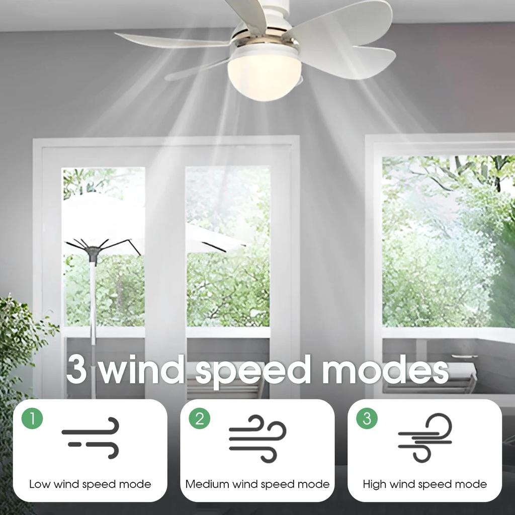 40W Ceiling Fan Light LED E27 With Remote Control Dimming Suitable For Living Room Bedroom Kitchen And Home Use, 85-265V