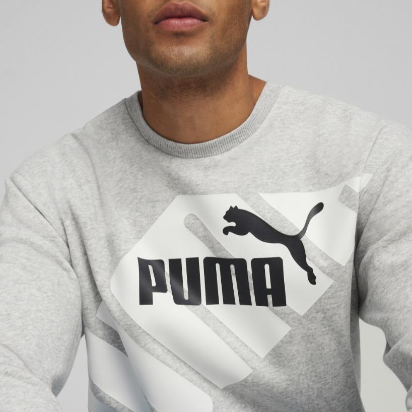 Puma Hanorac cu mânecă lungă, cu decolteu rotund, cu litere, cu design cu litere, hanorac pentru bărbați Gri 681298-04
