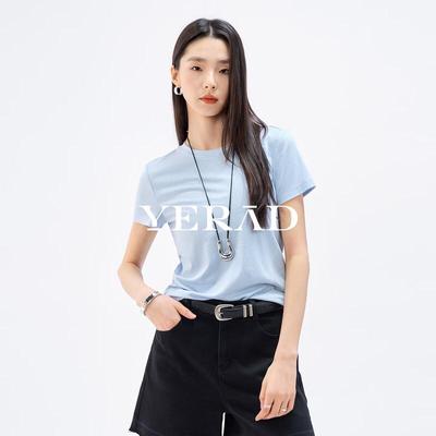 YERAD Damen Schlankmachendes Kurzarm-T-Shirt aus Lyocell-Leinen-Mischgewebe