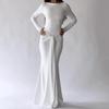 Vestido Sexy Bodycon de Manga Longa para Mulheres Europeias e Americanas - Ajuste Slim, Gola Redonda, Design Moderno