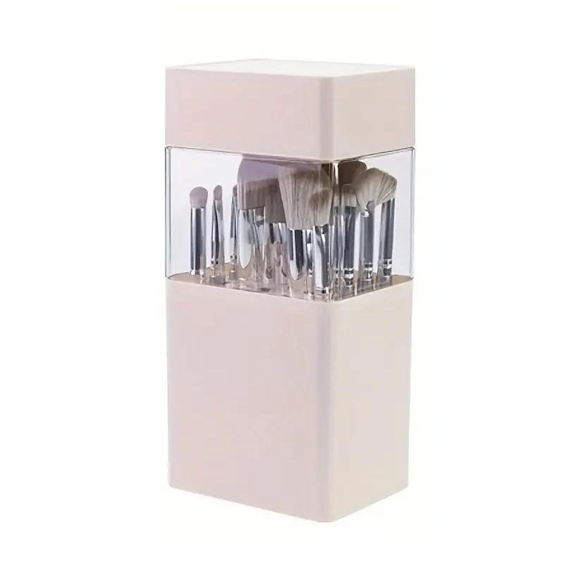 

Подставка-органайзер для хранения кистей для макияжа с крышкой 2 в 1, многофункциональные подставки для сушки кистей для макияжа розовый
