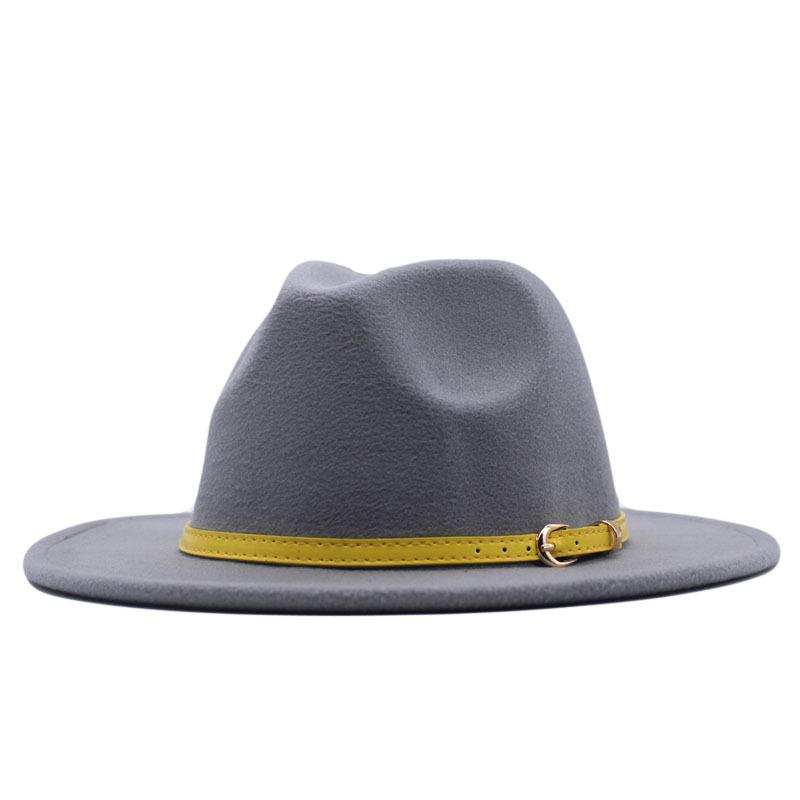 New spot European and American flat-brimmed felt jazz hat, British gentleman's retro woolen fashion felt hat