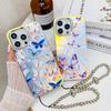 Electroplated Laser Butterfly for IPhone16e Mobile Phone Case for Apple 15promax with Pearl Bracelet 14