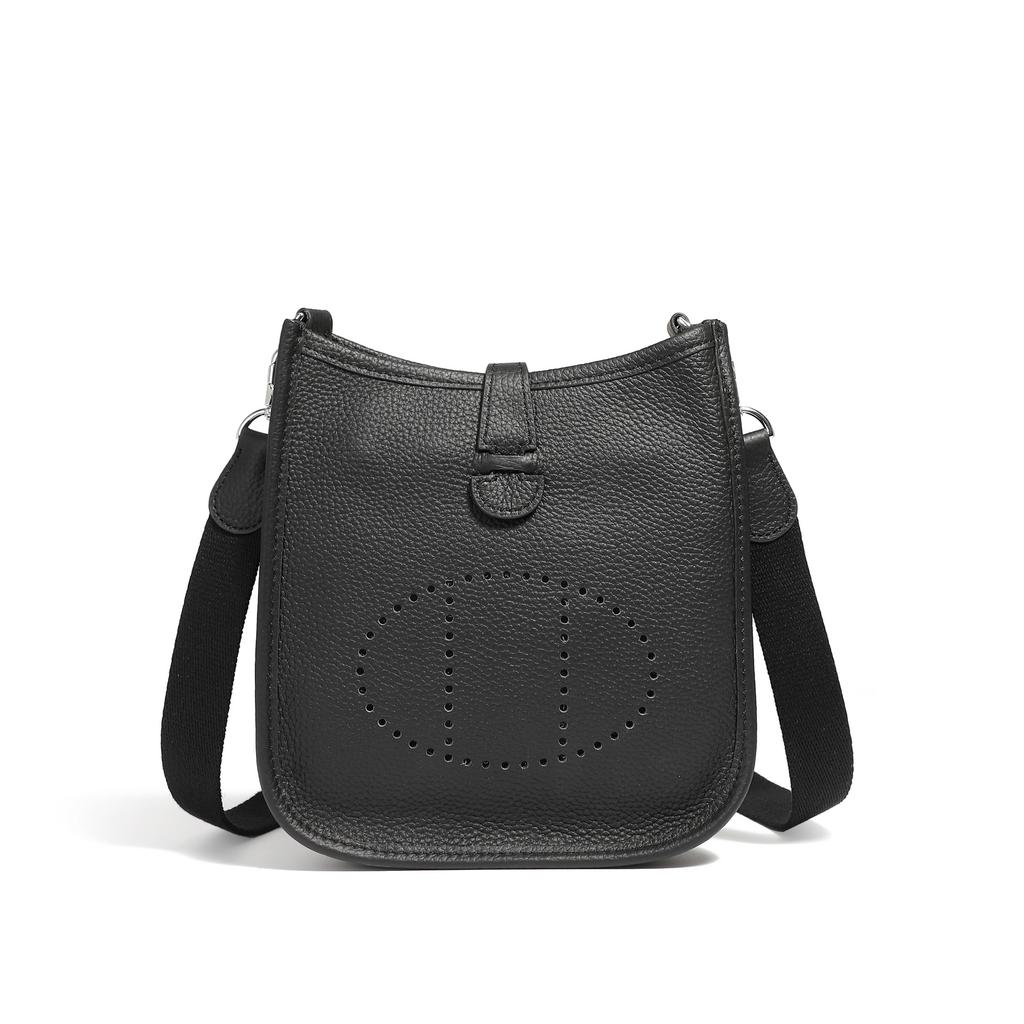 Bolsa de Couro de Sela de Primeira Camada de Couro para Mulheres com Bolsa Pequena Transversal